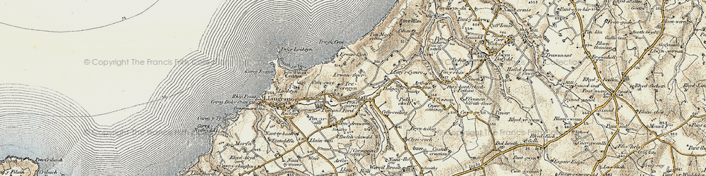 Old map of Pontgarreg in 1901-1903