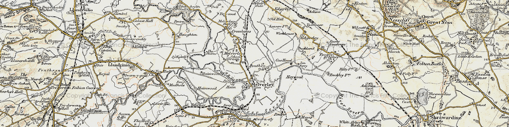 Old map of Ponthen in 1902