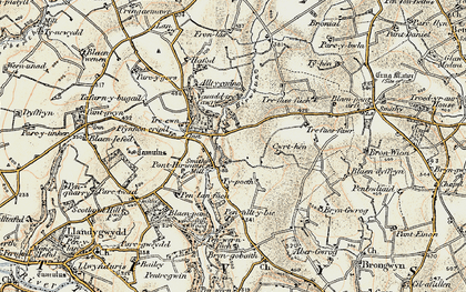 Old map of Ponthirwaun in 1901