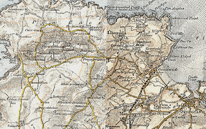 Old map of Pontiago in 1901-1912