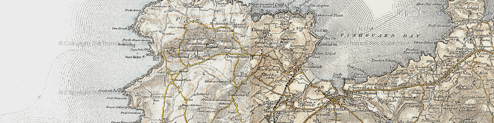 Old map of Pontiago in 1901-1912