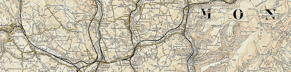 Old map of Pontllanfraith in 1899-1900