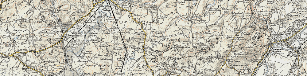 Old map of Pontlliw in 1900-1901