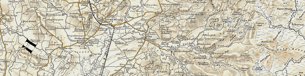 Old map of Pontrhydfendigaid in 1901-1903