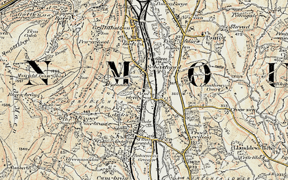 Old map of Pontrhydyrun in 1899-1900