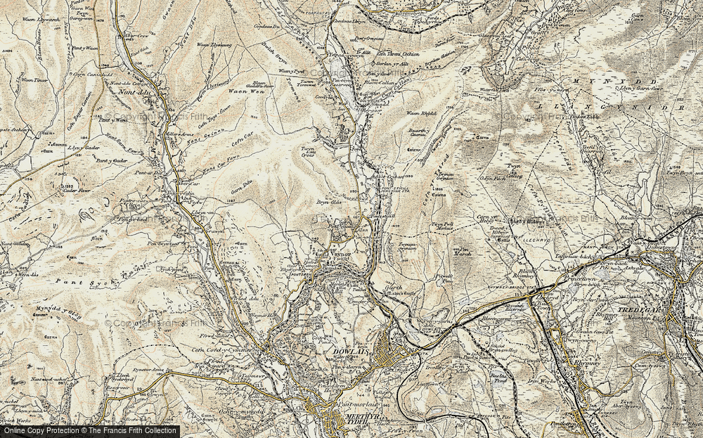 Old Map of Historic Map covering Dolygaer in 1900