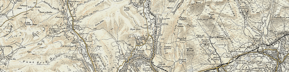 Old map of Brecon Mountain Rly in 1900