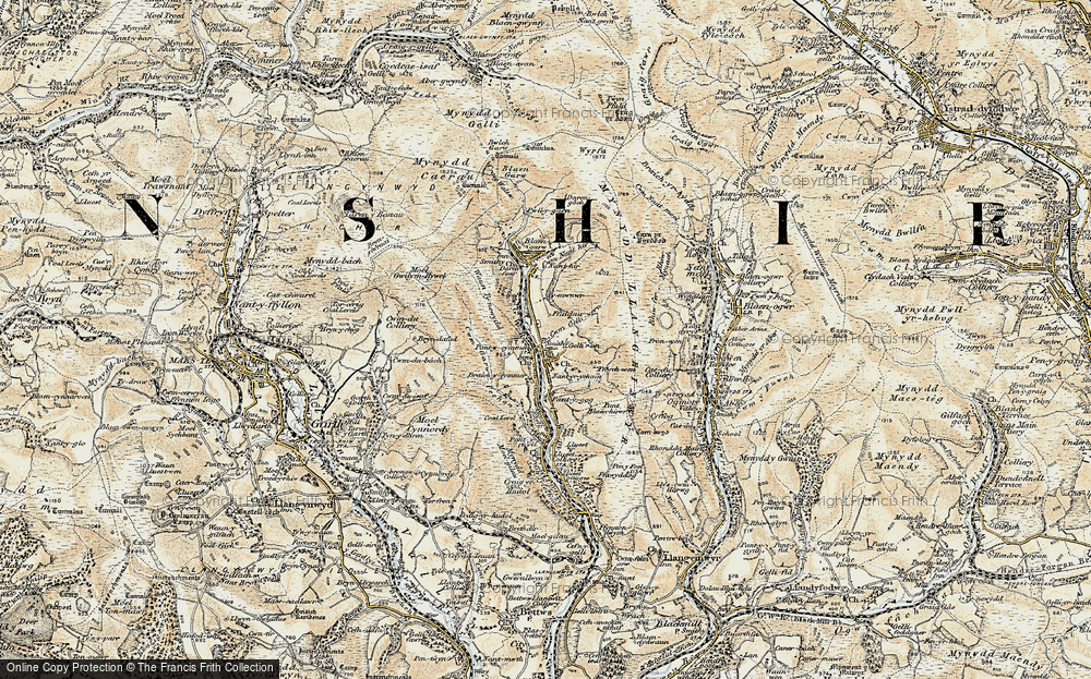 Old Map of Historic Map covering Bryndefaid in 1900