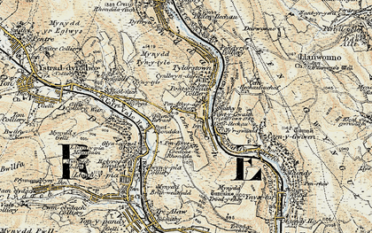 Old map of Pontygwaith in 1899-1900