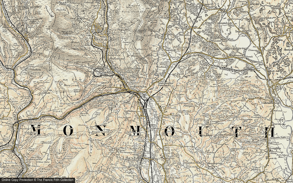 Old Map of Historic Map covering Llanvihangel Pontymoel in 1899-1900