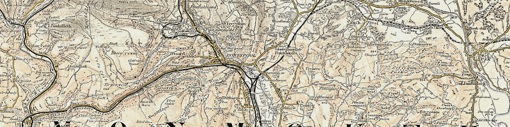 Old map of Llanvihangel Pontymoel in 1899-1900