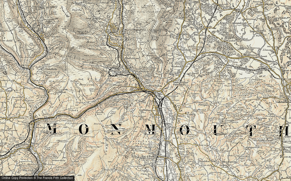 Old Map of Pontypool, 1899-1900 in 1899-1900