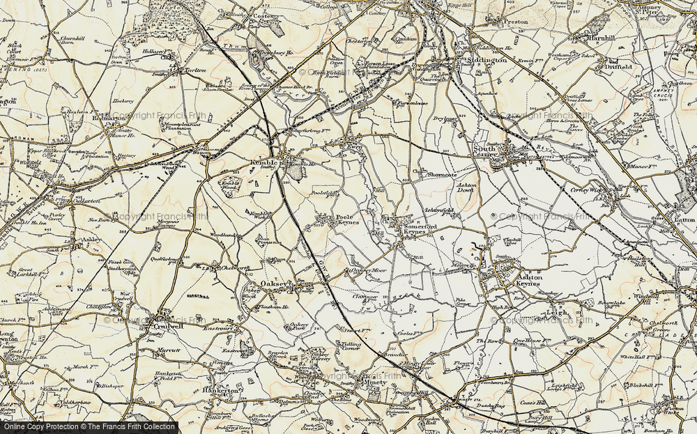 Old Map of Poole Keynes, 1898-1899 in 1898-1899