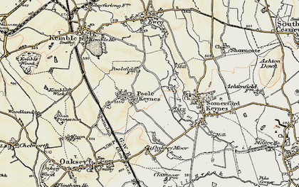 Old map of Poole Keynes in 1898-1899