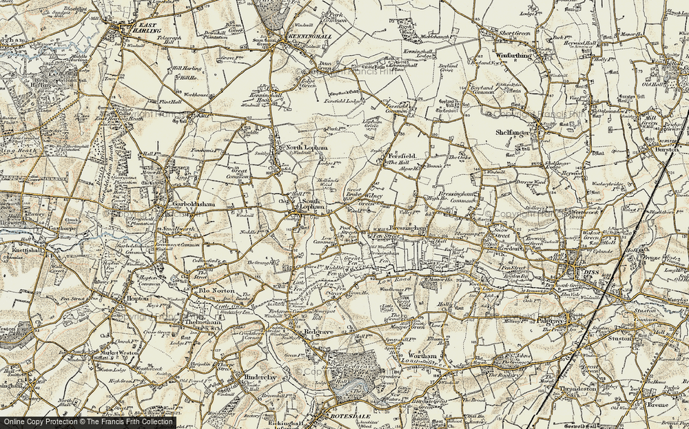 Old Map of Historic Map covering Low Common in 1901