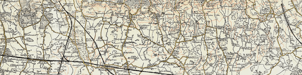 Old map of Pootings in 1898-1902