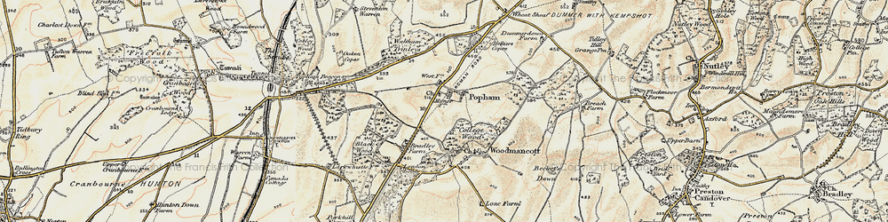 Old map of Popham in 1897-1900