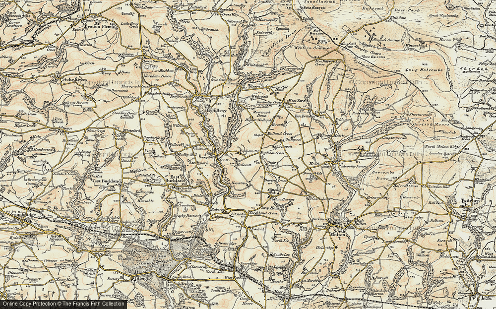 Old Map of Historic Map covering Bornacott in 1900