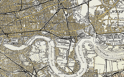 Old map of Poplar in 1897-1902