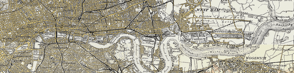 Old map of Poplar in 1897-1902