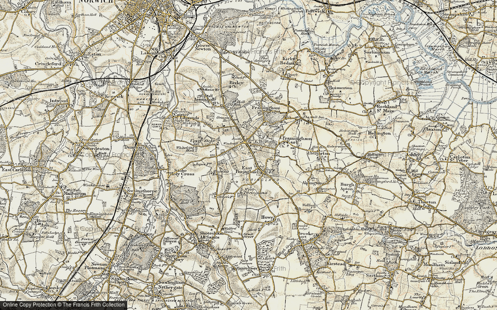 Old Map of Poringland, 1901-1902 in 1901-1902