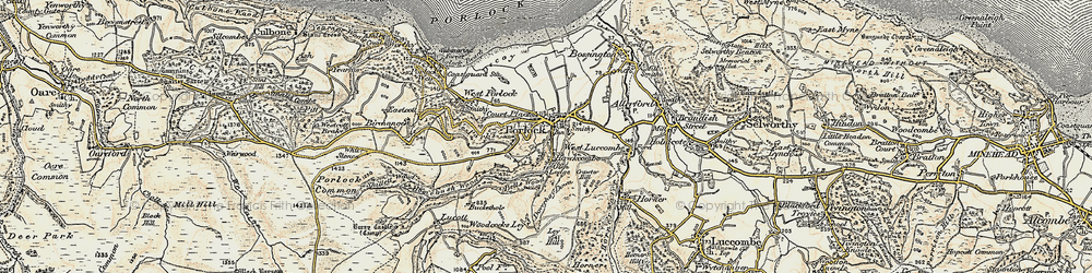 Old map of Porlock in 1900