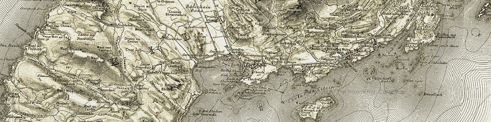 Old map of Port Ellen in 1905-1906