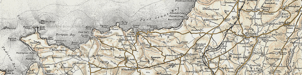 Old map of Port Gaverne in 1900