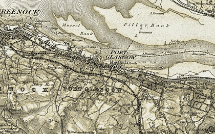 Old map of Port Glasgow in 1905-1907