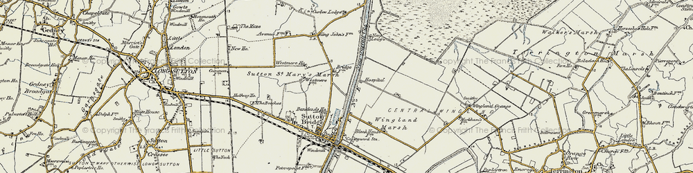 Old map of Port Sutton Bridge in 1901-1902