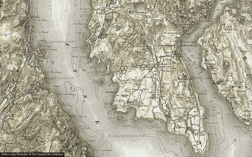 Old Map of Historic Map covering Asgog in 1905-1907