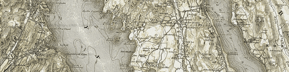 Old map of Asgog in 1905-1907