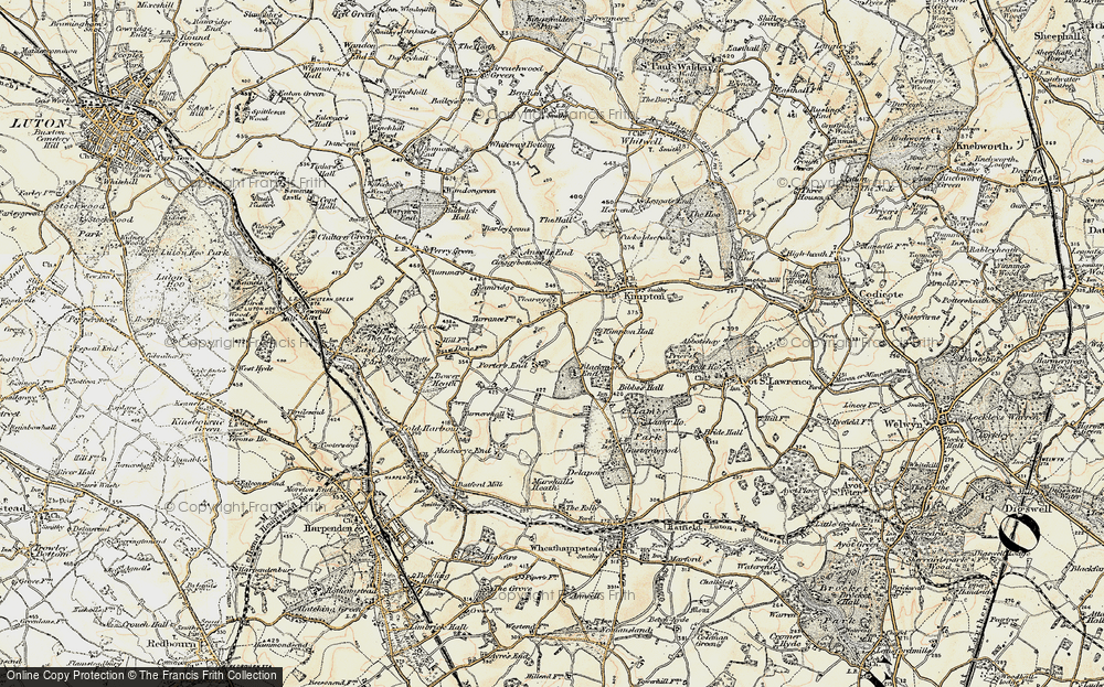 Old Map of Historic Map covering Kimpton Grange in 1898-1899