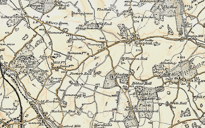 Old map of Porter's End in 1898-1899