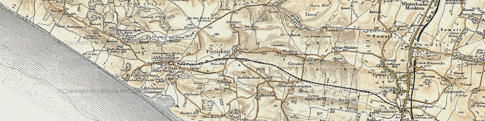 Old map of Portesham in 1899