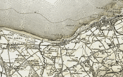 Old map of Portgordon in 1910