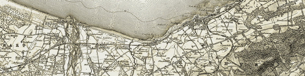 Old map of Portgordon in 1910