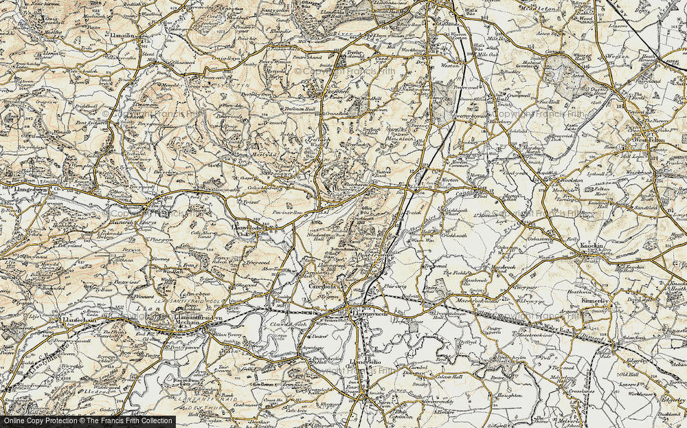 Old Map of Historic Map covering Blodwel Rock in 1902-1903