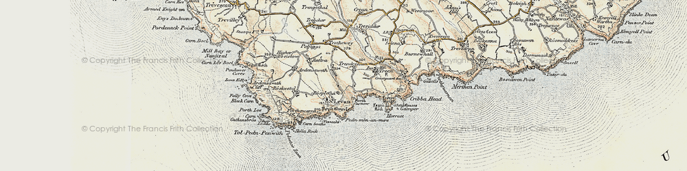 Old map of Porthcurno in 1900