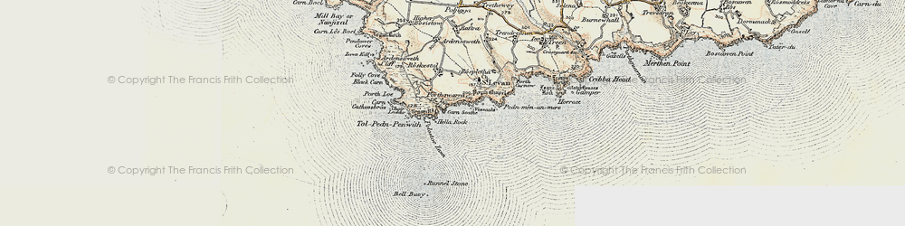 Old map of Porthgwarra in 1900
