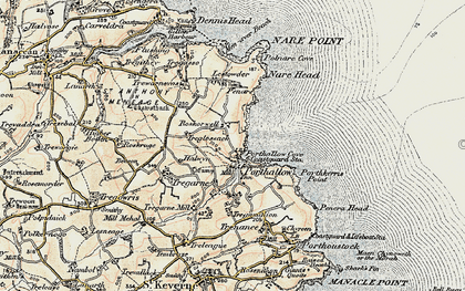 Old map of Porthhallow in 1900