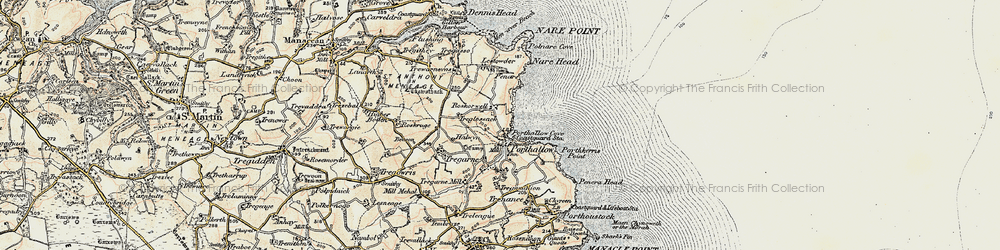 Old map of Porthhallow in 1900