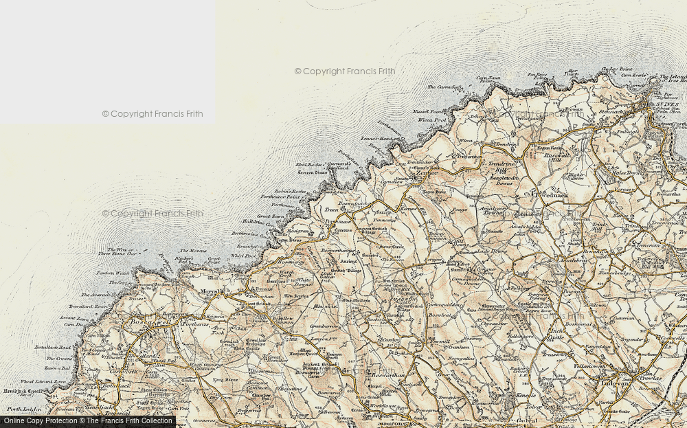 Old Map of Historic Map covering Gurnard's Head in 1900