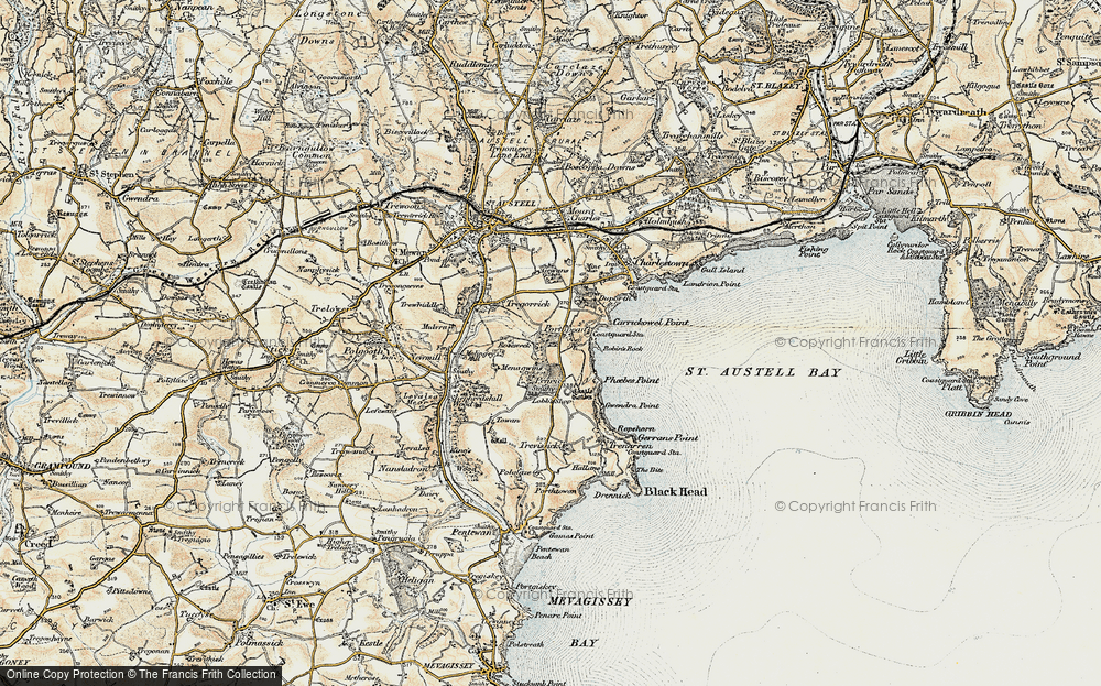 Old Map of Porthpean, 1900 in 1900