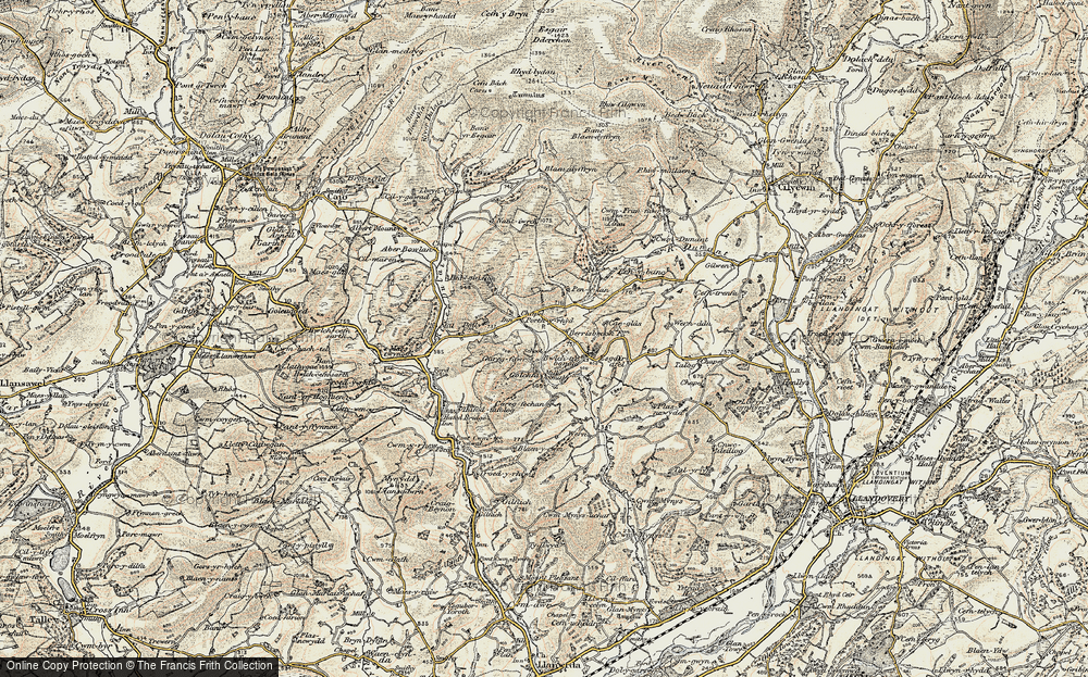Old Map of Porthyrhyd, 1900-1902 in 1900-1902