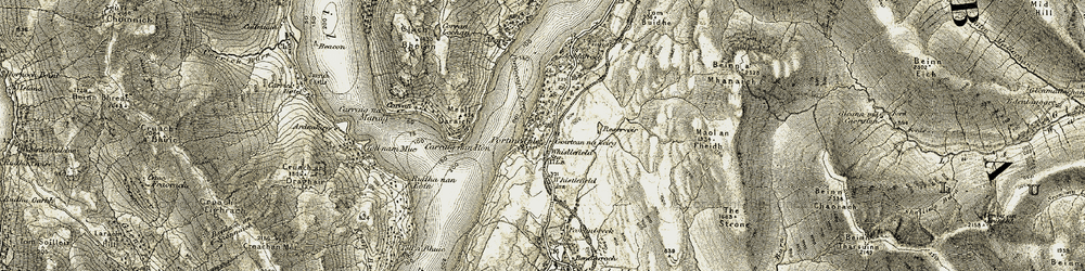 Old map of Beinn a' Mhanaich in 1905-1907