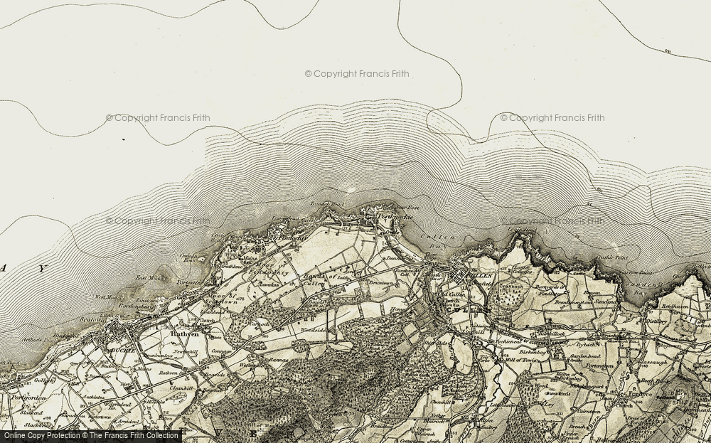 Old Map of Historic Map covering Bow Fiddle Rock in 1910