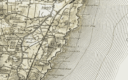Old map of Portlethen in 1908-1909