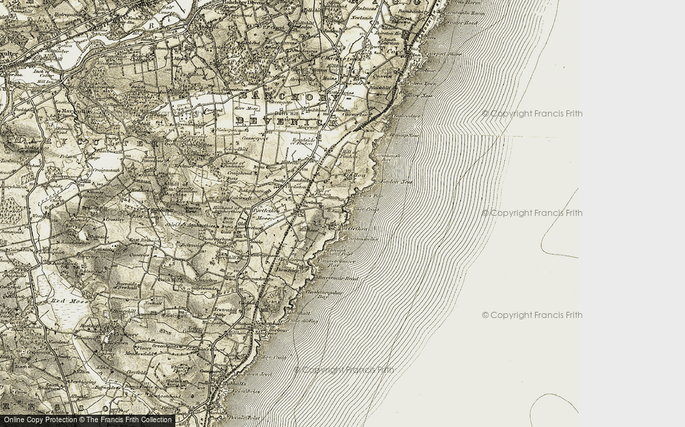 Old Map of Portlethen Village, 1908-1909 in 1908-1909