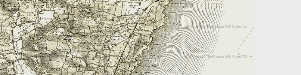 Old map of Portlethen Village in 1908-1909